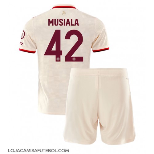 Camisa de Futebol Bayern Munich Jamal Musiala #42 Equipamento Alternativo Infantil 2024-25 Manga Curta (+ Calças curtas)